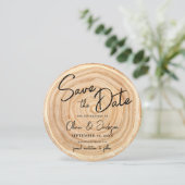 Rustic Wood QR Code Wedding Save the Date Einladung (Stehend Vorderseite)