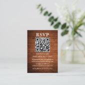 Rustic Wood QR Wedding RSVP Begleitkarte (Stehend Vorderseite)