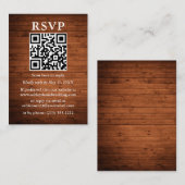 Rustic Wood QR Wedding RSVP Begleitkarte (Vorne/Hinten)