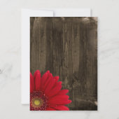 Rustic Wood Red Daisy Country Wedding Einladungen (Rückseite)