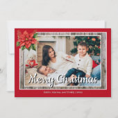 Rustic Wood Red Family 4 Foto Frohe Weihnachten (Vorderseite)