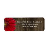 Rustic Wood Red Gerber Daisy Address Labels (Vorne)