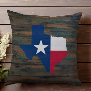 Rustic Wood Red White Blue Texas Name hinzufügen Kissen