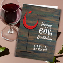 Rustic Wood Red Wine Glass 60th Birthday