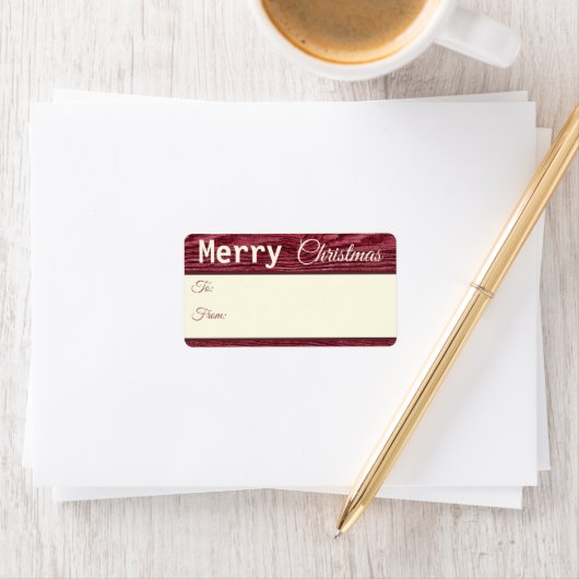 Rustic Wood Reindeer Red Frory Weihnachtsgeschenke Adressaufkleber (Insitu)