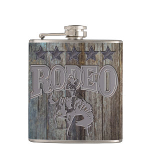 Rustic Wood Rodeo Cowboy Liquor Flasks Flachmann