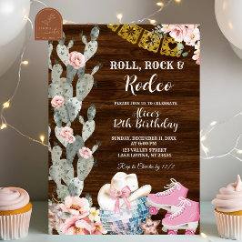 Rustic Wood Roll, rock and rodeo birthday Einladung