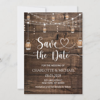 Rustic Wood Save the Date Wedding Einladung