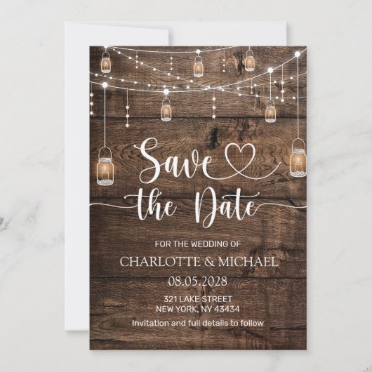 Rustic Wood Save the Date Wedding Einladung (Vorderseite)