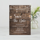 Rustic Wood Save the Date Wedding Einladung (Stehend Vorderseite)