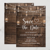 Rustic Wood Save the Date Wedding Einladung (Vorne/Hinten)