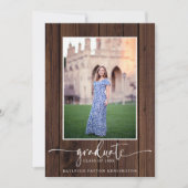 Rustic Wood Script Abschluss Foto Ankündigung (Vorderseite)