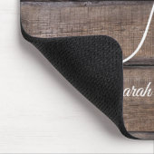 Rustic Wood Script Monogram Name Mousepad (Ecke)