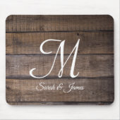 Rustic Wood Script Monogram Name Mousepad (Vorne)