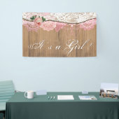 Rustic Wood Shabby Chic Lace Girl Babydusche Banner (Messeveranstaltung)