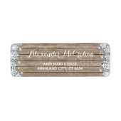 Rustic Wood Silver Diamond Glitzer Rücksendeadress (Vorne)