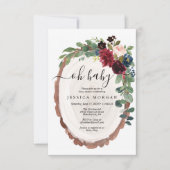 Rustic Wood Slice Baby Shower Einladungskarte Einladung (Vorderseite)