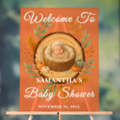 Rustic Wood Slice Fall Baby Dusche Willkommen Acrylschild (Neutral)