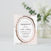 Rustic Wood Slice Kupfer Foil Party Einladung (Stehend Vorderseite)