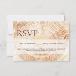 Rustic Wood Slice Tree Ring Wedding reserved seats RSVP Karte