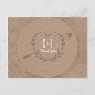 Rustic Wood Slice Vielen Dank Postcard Postkarte