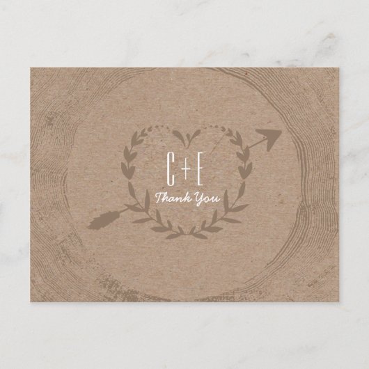 Rustic Wood Slice | Vielen Dank, Postkarte (Vorderseite)