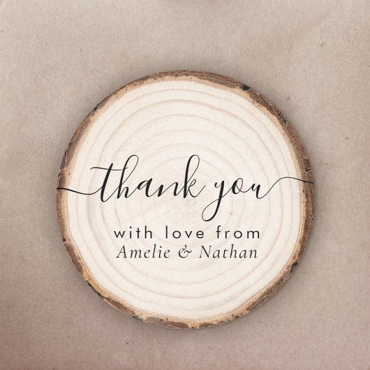Rustic Wood Slice Wedding Thank You Runder Aufkleber