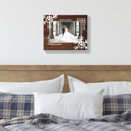 Rustic Wood Snowflake Neugezeichnetes Weihnachtsfe Leinwanddruck (Insitu (Schlafzimmer))