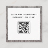 Rustic Wood Social Media Manager Qr Code Elegant Quadratische Visitenkarte (Rückseite)