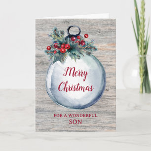 Rustic Wood Son Frohe Weihnachten Karte