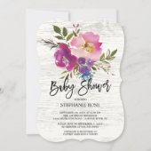 Rustic Wood Spring Bouquet Baby Dusche Einladung (Vorderseite)