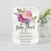 Rustic Wood Spring Bouquet Baby Dusche Einladung (Stehend Vorderseite)