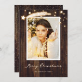 Rustic Wood Stars Foto Weihnachtskarten Feiertagskarte (Vorne/Hinten)