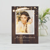 Rustic Wood Stars Foto Weihnachtskarten Feiertagskarte (Stehend Vorderseite)