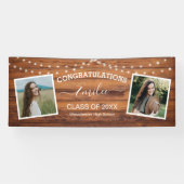 Rustic Wood String Light Foto Abschluss Banner (Horizontal)