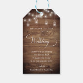 Rustic Wood String Light Mason Jar Script Wedding Geschenkanhänger (Rückseite)