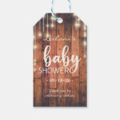 Rustic Wood String Lights Baby Dusche Vielen Dank Geschenkanhänger (Vorderseite)