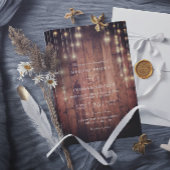 Rustic Wood String Lights Elegant QR Code Wedding Einladung