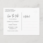 Rustic Wood String Lights Elegant Script Wedding Ankündigungspostkarte (Rückseite)