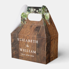 Rustic Wood String Lights Greenery Wedding Geschenkschachtel
