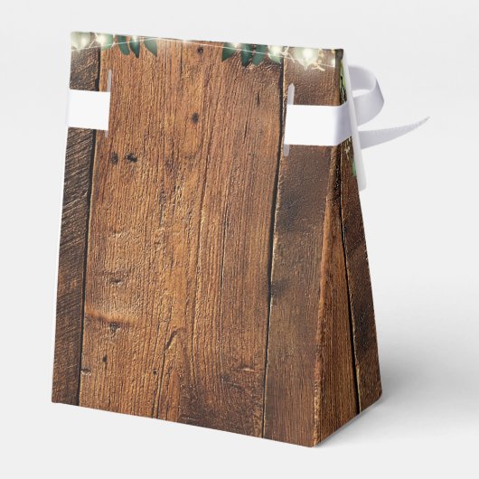 Rustic Wood String Lights Greenery Wedding Geschenkschachtel (Rückseite)