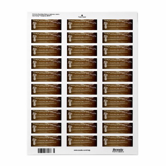 Rustic Wood String Lights Mason Jar Address Label (Vorne)