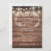 Rustic Wood String Lights Script Quinceañera 15. Einladung (Vorderseite)