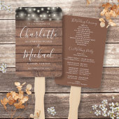 Rustic Wood String Lights Script Wedding Programm Fächer