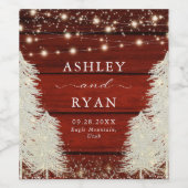 Rustic Wood | String Lights | Trees Wedding Weinetikett (Einzelnes Label)