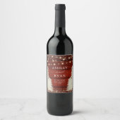 Rustic Wood | String Lights | Trees Wedding Weinetikett (Vorderseite)