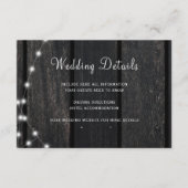 Rustic wood string lights wedding guest details begleitkarte (Vorderseite)