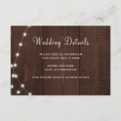 Rustic wood string lights wedding guest details begleitkarte (Vorderseite)