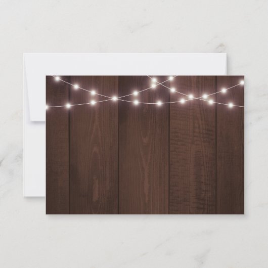 Rustic Wood String Lights Wedding RSVP Card (Rückseite)