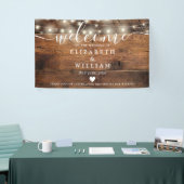 Rustic Wood String Lights Wedding Welcome Banner (Messeveranstaltung)